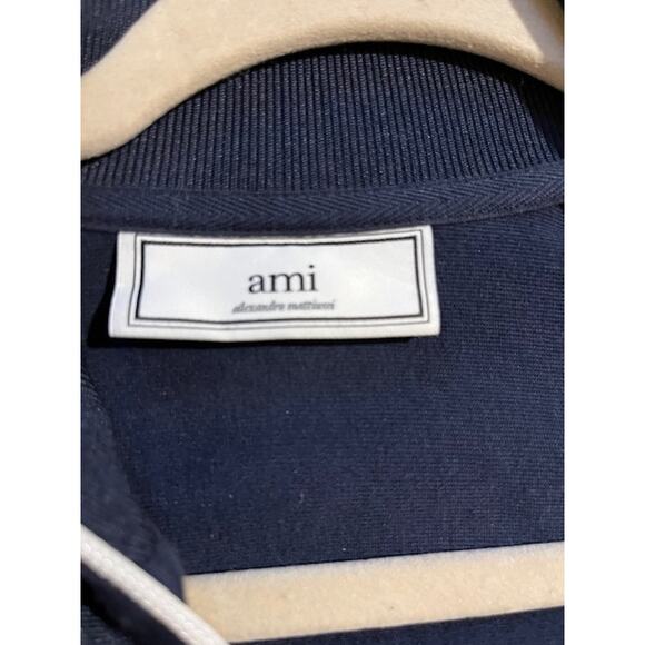 AMI Paris Men's Full-Zip Navy and White Tracksuit Jacket - X Small - Picture 4 of 5